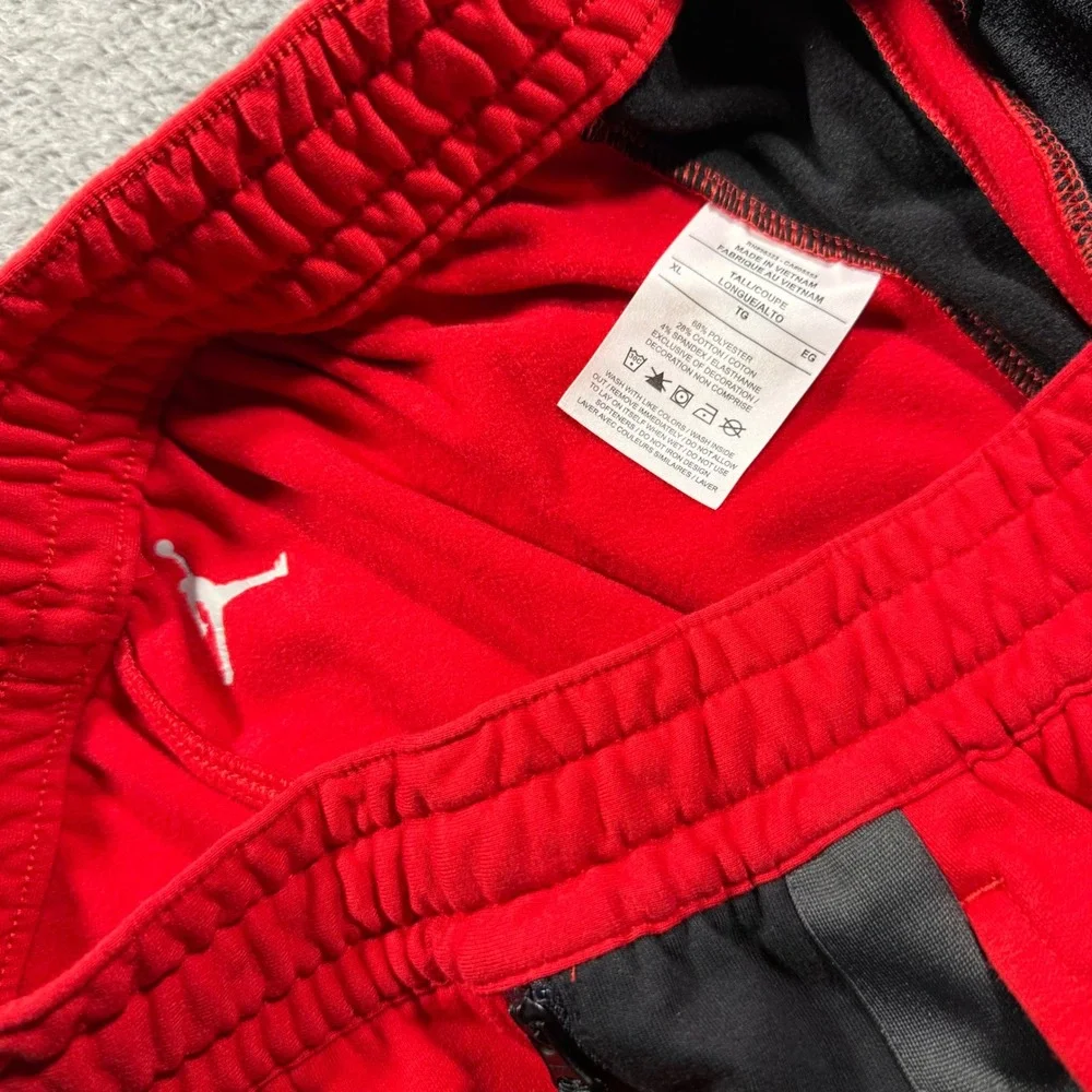 Jordan Mens Red Black Side Stripe Jumpman Fleece Jogger Sweatpants XL Tall